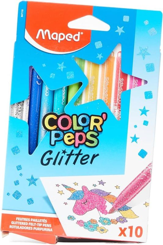 Helix Maped Color Peps Glitter Felt Tip Pens (pack of 10) Helix Maped Color Peps Glitter Felt Tip Pens (pack of 10)