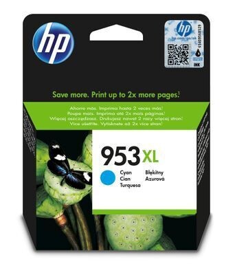 Genuine HP 953XL High Capacity Cyan Ink Cartridge (F6U16AE) Genuine HP 953XL High Capacity Cyan Ink Cartridge (F6U16AE)