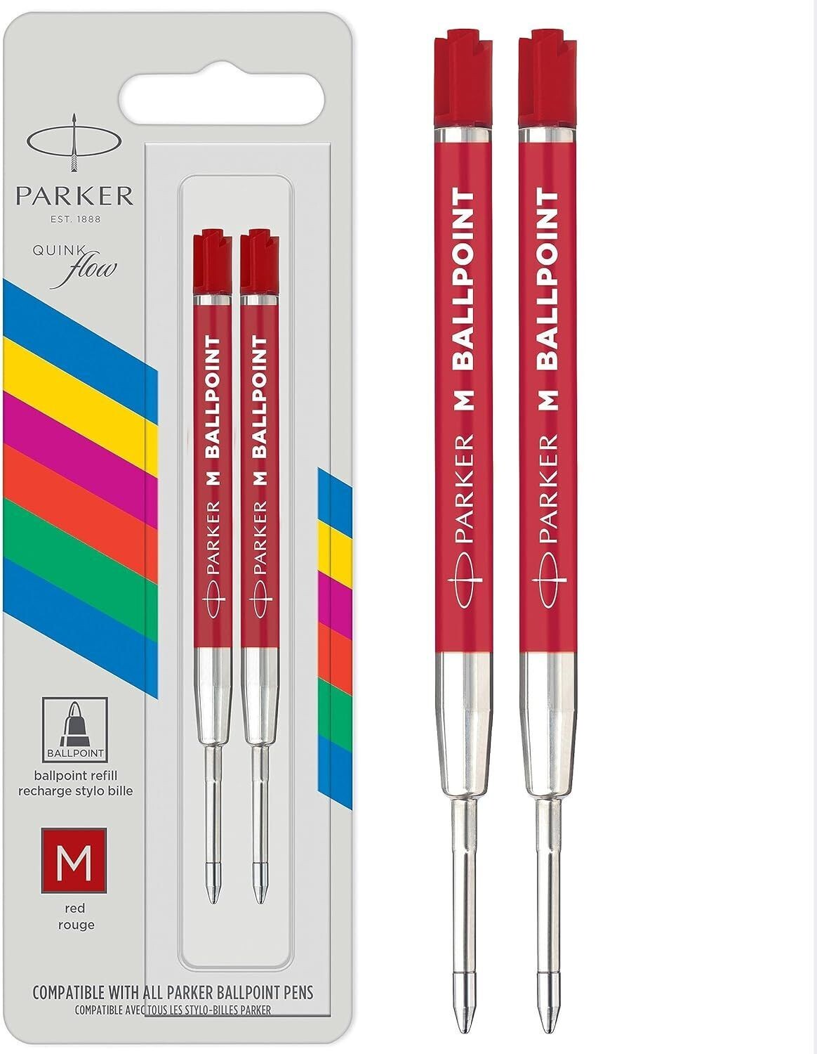 Parker Quinkflow Ballpoint Refill - Red Twin Pack Parker Quinkflow Ballpoint Refill - Red Twin Pack