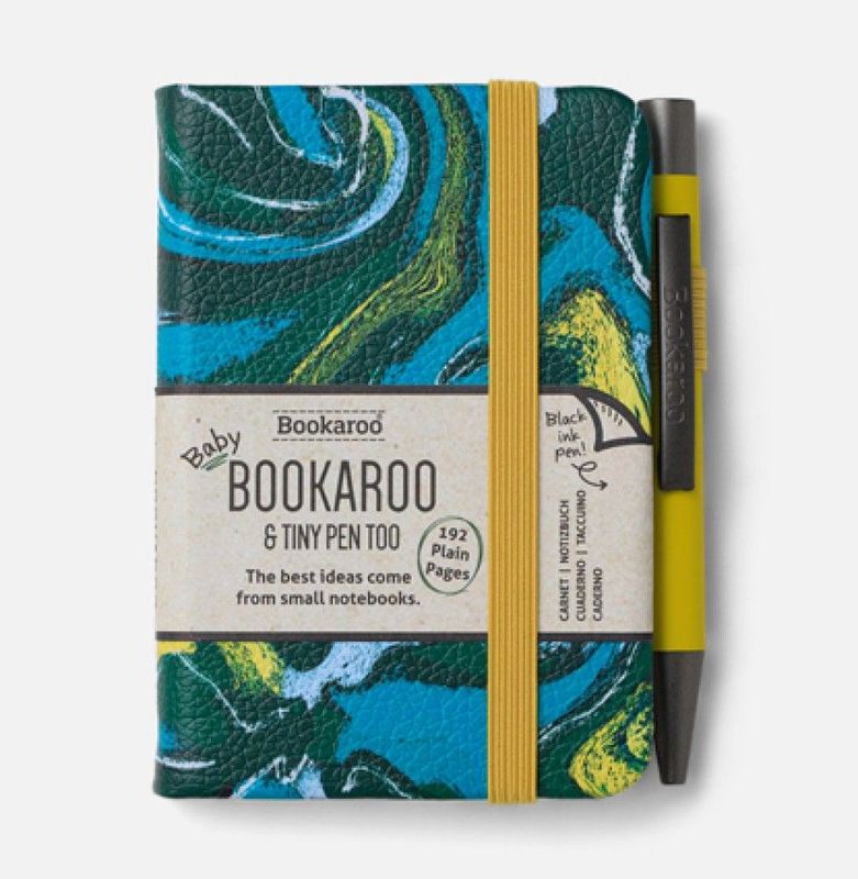 Bookaroo A7 Notebook with Tiny Pen - Forest & Chartreuse Marble Bookaroo A7 Notebook with Tiny Pen - Forest & Chartreuse Marble