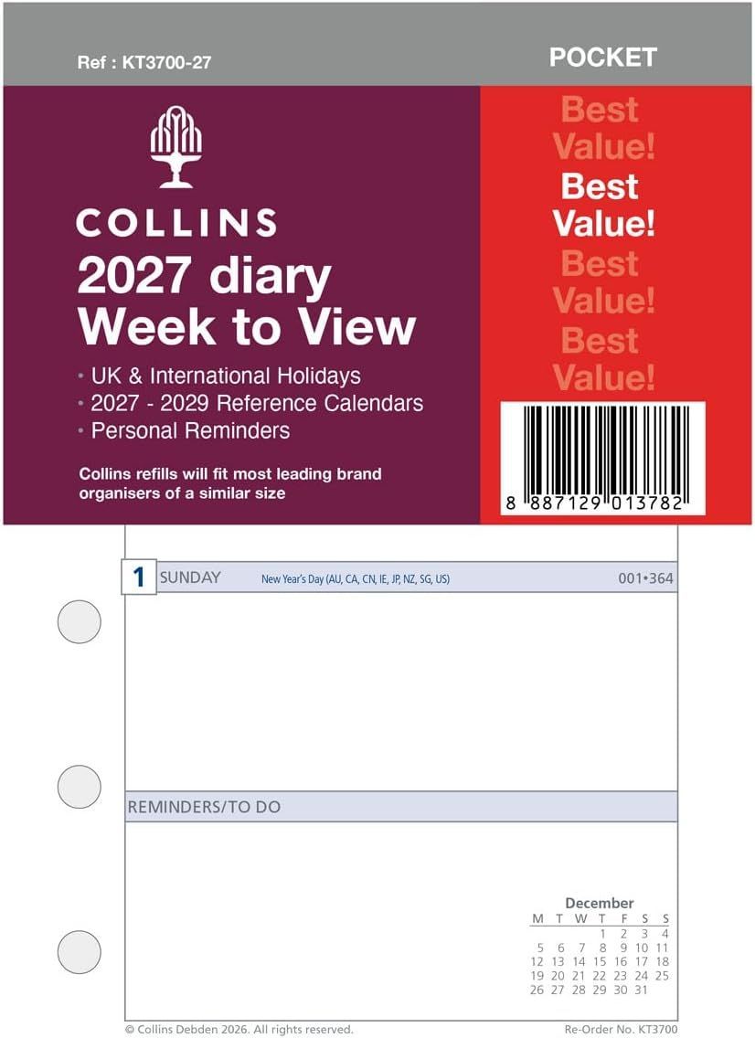 Collins Pocket Week-to-View Diary Refill 2027 Collins Pocket Week-to-View Diary Refill 2027