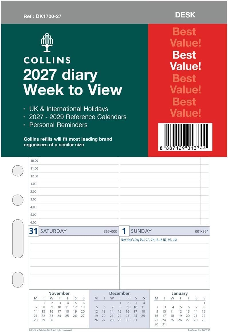 Collins A5 Week-to-View Diary Refill 2027 Collins A5 Week-to-View Diary Refill 2027