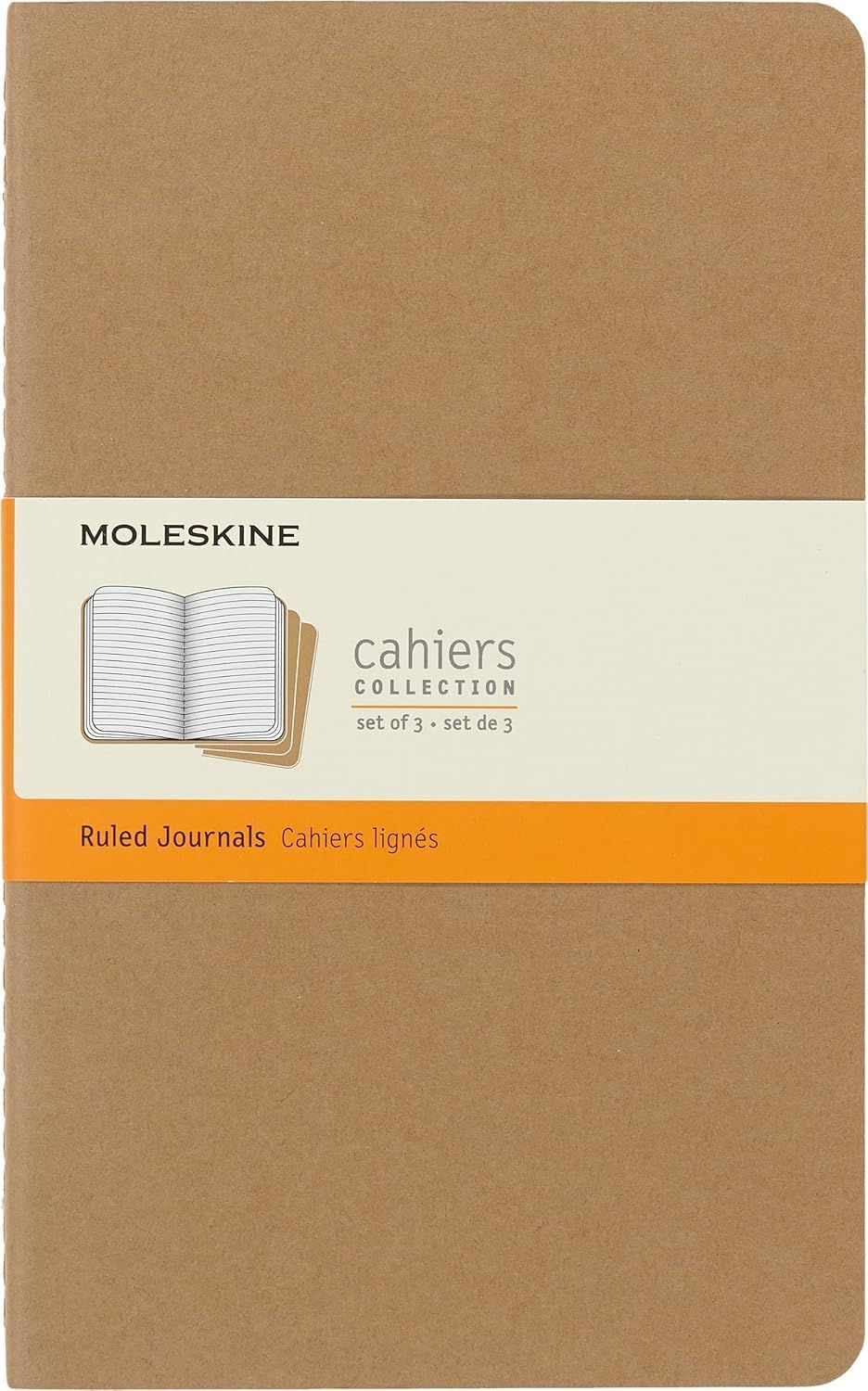 Moleskine Large Cahiers Kraft Ruled Journals (set of 3)