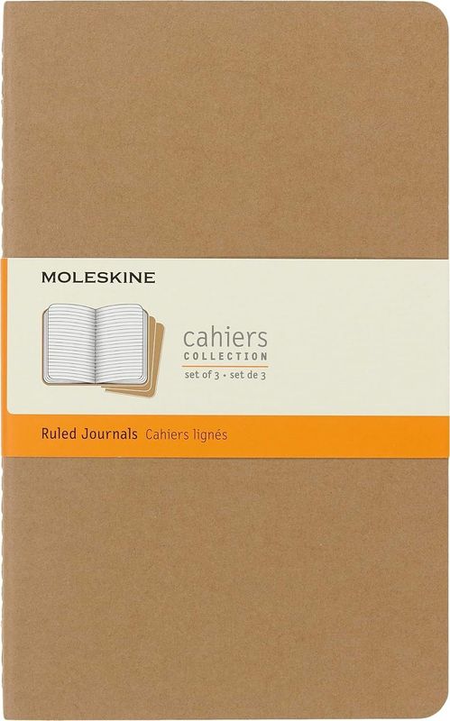 Moleskine Large Cahiers Kraft Ruled Journals (set of 3)