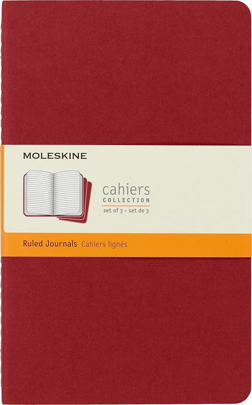 Moleskine Large Cahiers Red Ruled Journals (set of 3)