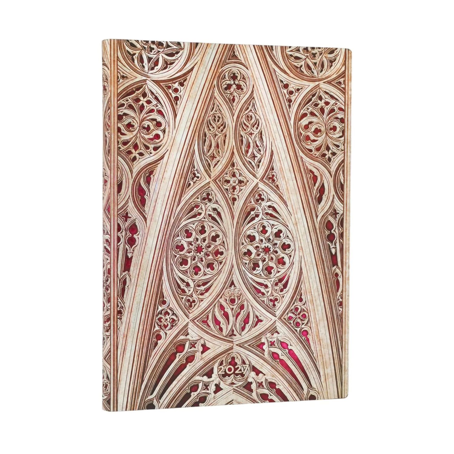 Paperblanks Midi 2027 Week to View Soft Cover Diary - Vault of Milan Cathedral (Burgundy)