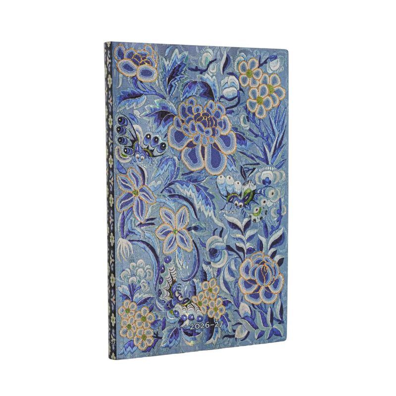 Paperblanks Maxi 18-Month Diary 2026-2027, Week to View Soft Cover Diary - Blue Willow