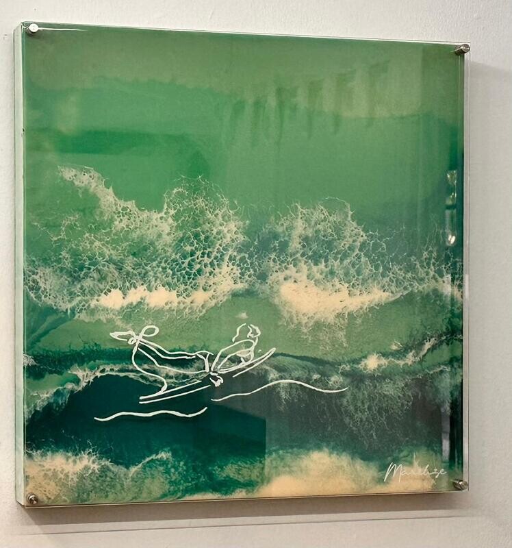 Ocean's Blue - Female Surfer (Original with floating plexi) Not Currently for Sale