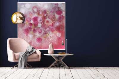 Sweetheart - A “Marelize”: Abstract art, printed onto stretched canvas with a wooden floating frame, and signed.