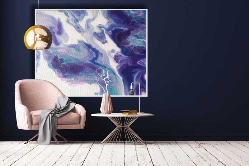 Infusion - A “Marelize”: Abstract art, printed onto stretched canvas with a wooden floating frame, and signed.