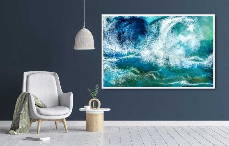 Crashing - A “Marelize”: Abstract art, printed onto stretched canvas with a wooden floating frame, and signed.