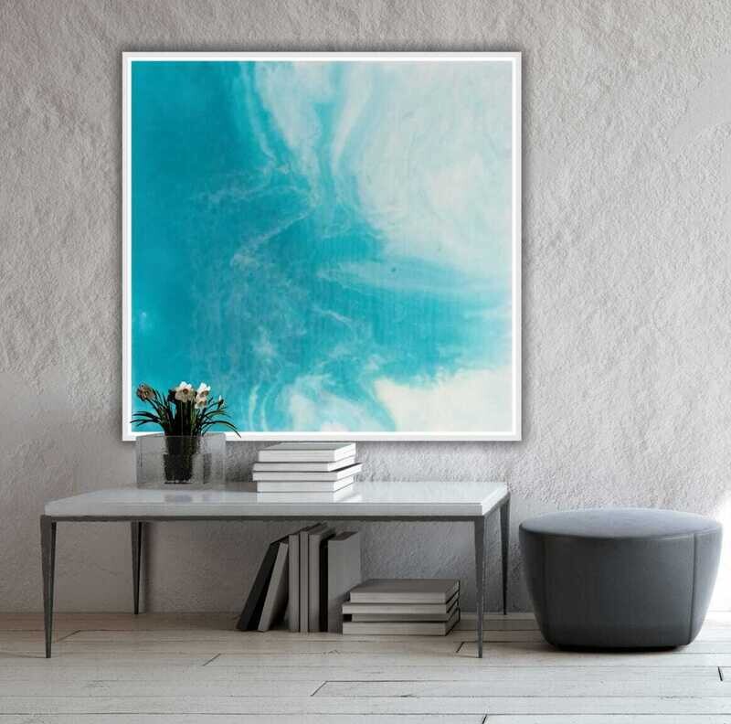Calm Ocean - A “Marelize”: Abstract art, printed onto stretched canvas with a wooden floating frame, and signed.
