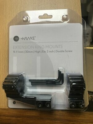 Hawke 2" EXTENSION RING 30mm 2 PIECE 9-11mm HIGH 22123