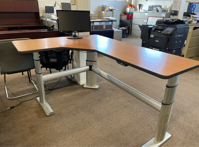 L Shaped Adjustable Height Desk