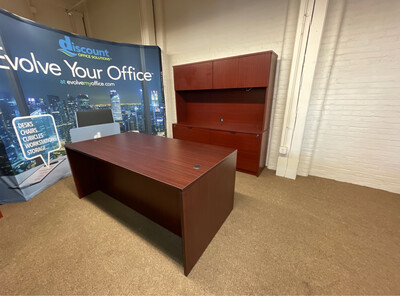 Mahogany Desk And Credenza Set