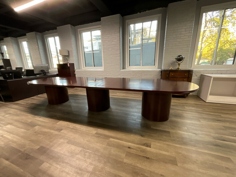 14’ Oval Wood Conference Table Mahogany
