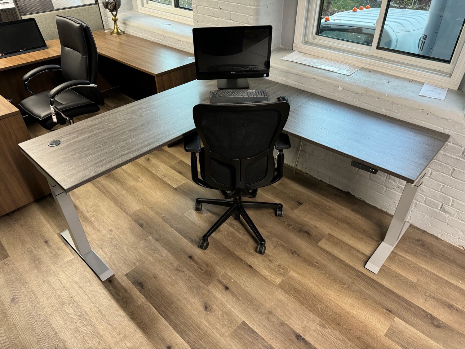 6’ X 6’ Gray Height Adjustable L Shape Desk