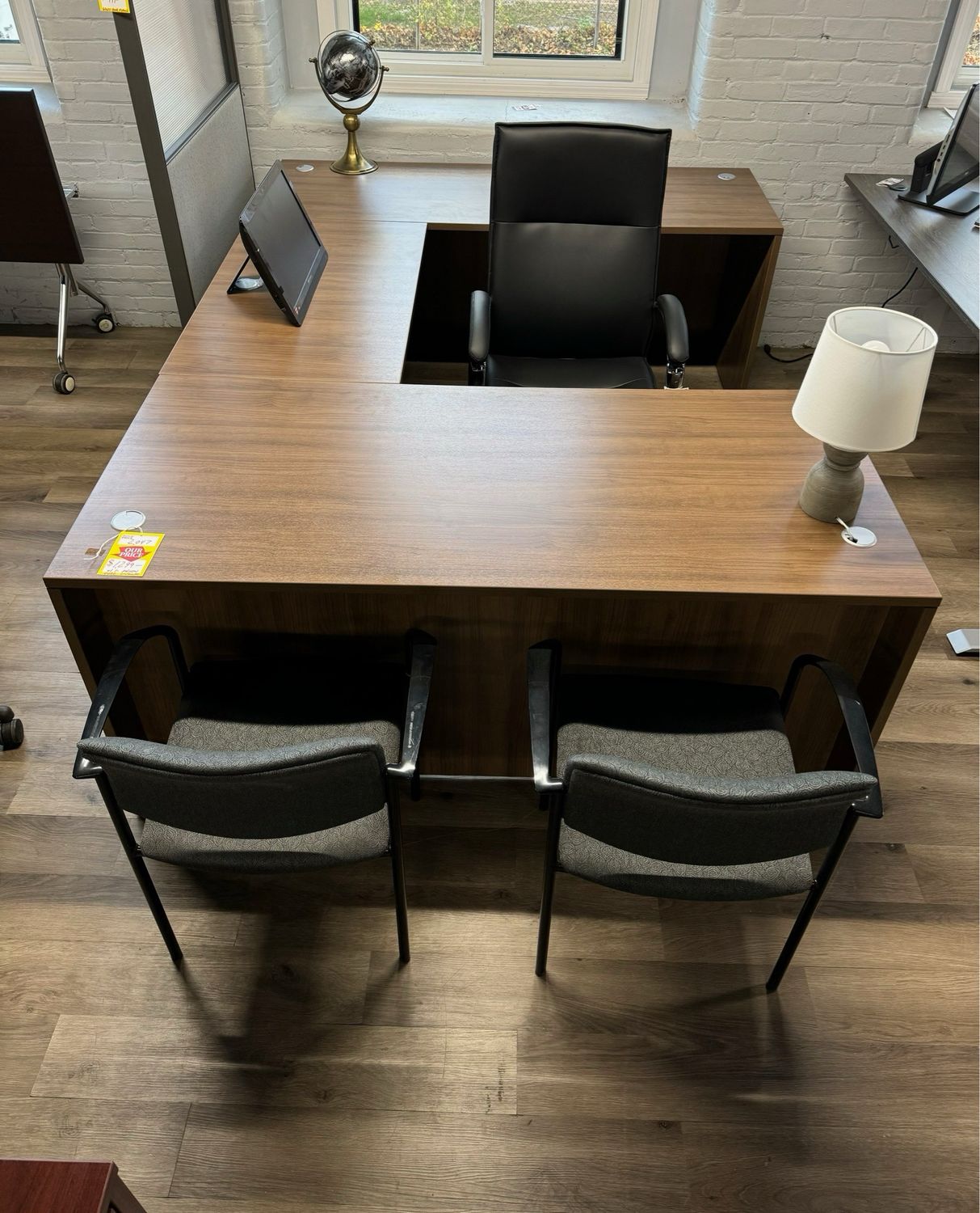 Floor Model Modern Walnut 66”x96” Executive U Shape Desk