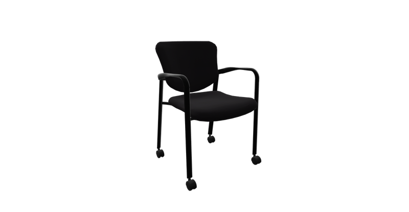 Reupholstered Black Fabric Haworth Improv Mobile Guest Chair