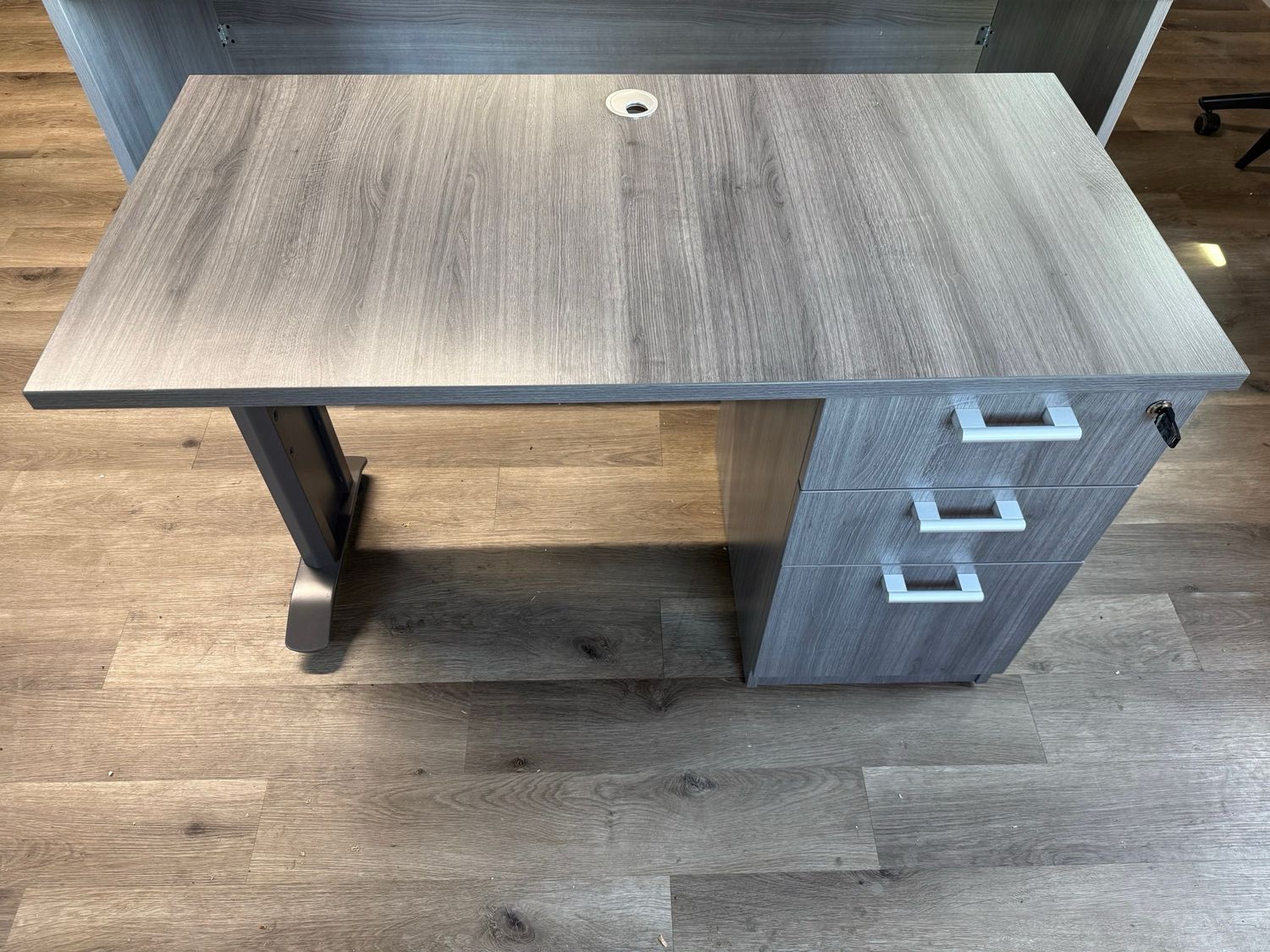 48”x24” Single Pedestal Gray Desk
