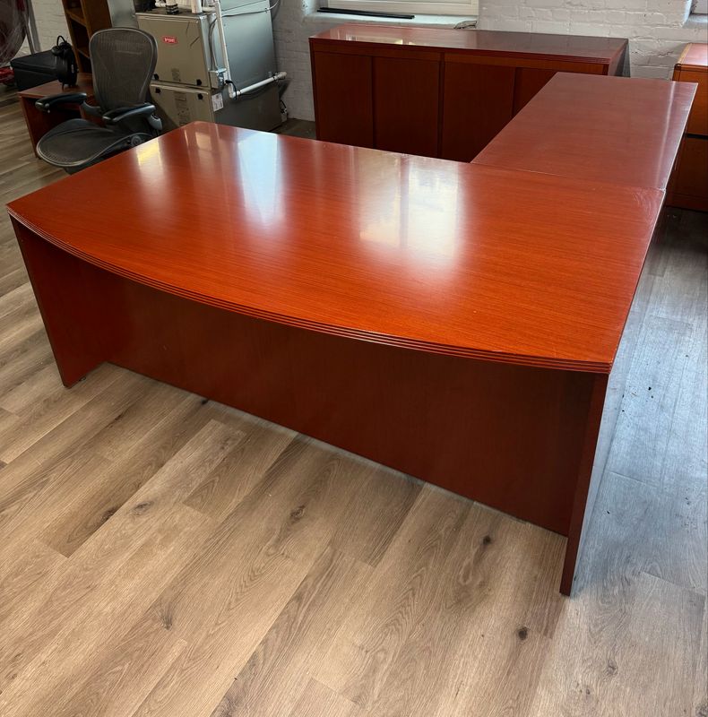 Rudnick Cherry Wood Executive L Shape Desk Set Rudnick Cherry Wood Executive L Shape Desk Set
