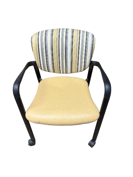 Haworth Improv Mobile Stacking Chair Healthcare Grade Vinyl Seat / Multi Color Fabric Pattern Back