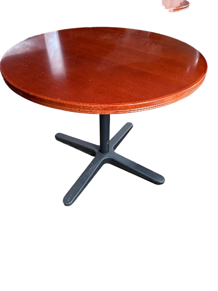 36” Cherry Wood Round Tables With Steel X Bases 36” Cherry Wood Round Tables With Steel X Bases