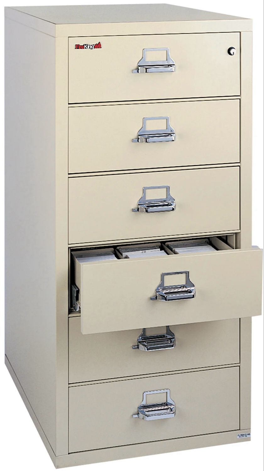 FireKing 1-Hour Rated 6 Drawer Card, Check & Note Fireproof File Cabinet