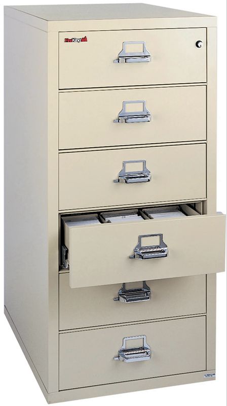 FireKing 1-Hour Rated 6 Drawer Card, Check & Note Fireproof File Cabinet