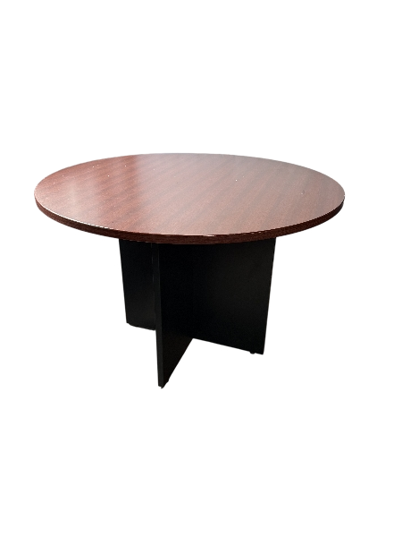 42” Mahogany Top / Black Base Round Table