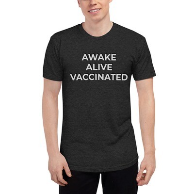 Unisex Tri-Blend Track Shirt - Awake Alive Vaccinated 