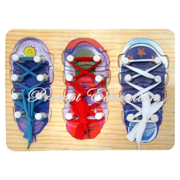 Wooden Puzzle - Shoes Lace Threading (sneakers)