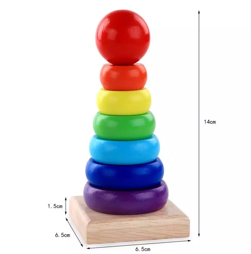 Wooden Stacking Tower (Colourful)