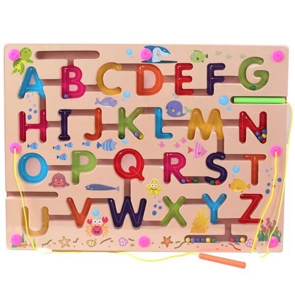 Rectangle Magnetic Hand Eye Co-Ordination Mazes, Style and Colour Options: Alphabet