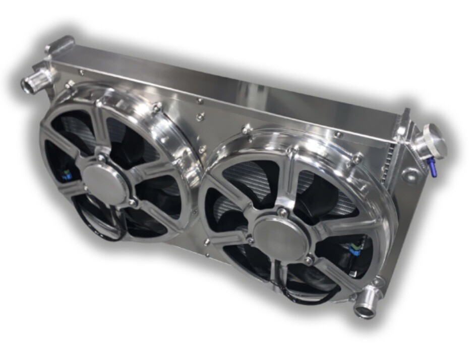 1973-87 Chevy Truck Entropy Radiator “Short” Dual HPX Fans Supports 600 Horsepower (Drop Shipped Item)