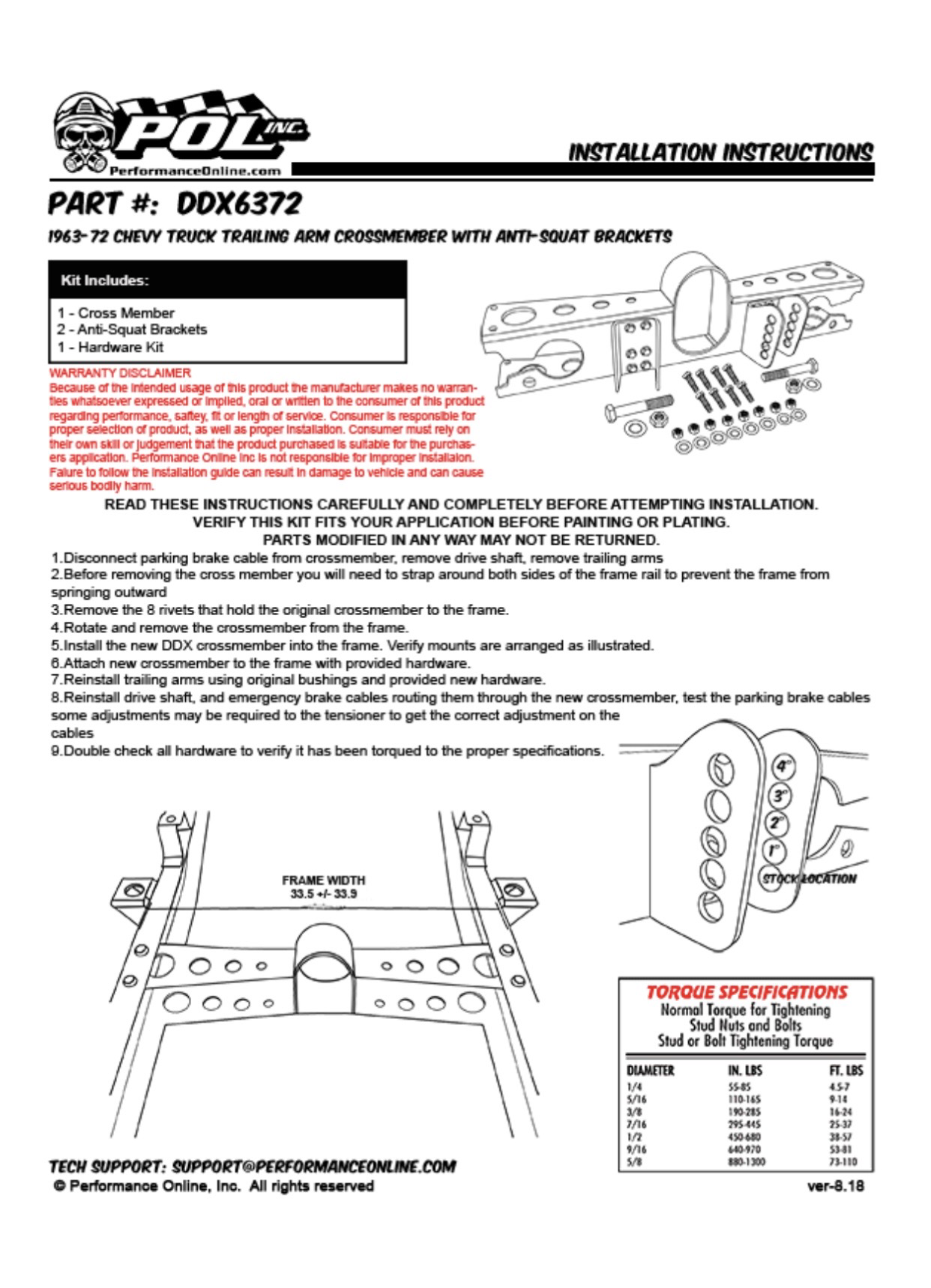 1963-72 C10 Trailing Arm Crossmember With Anti Squat Brackets (Ships From Manufacturer)