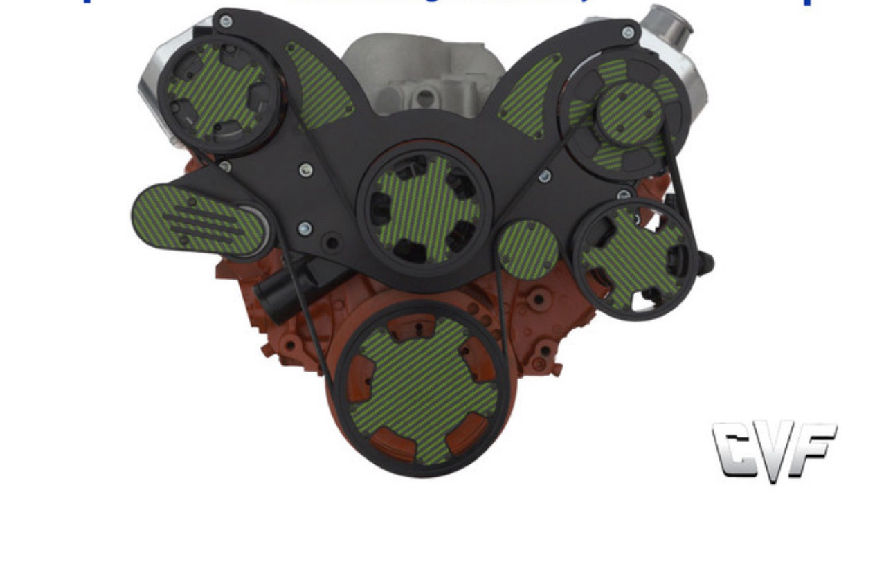 CVF Racing LS Mid Mount Wraptor Series Serpentine System - Carbon Fiber/Stealth Black/Accessory Drive