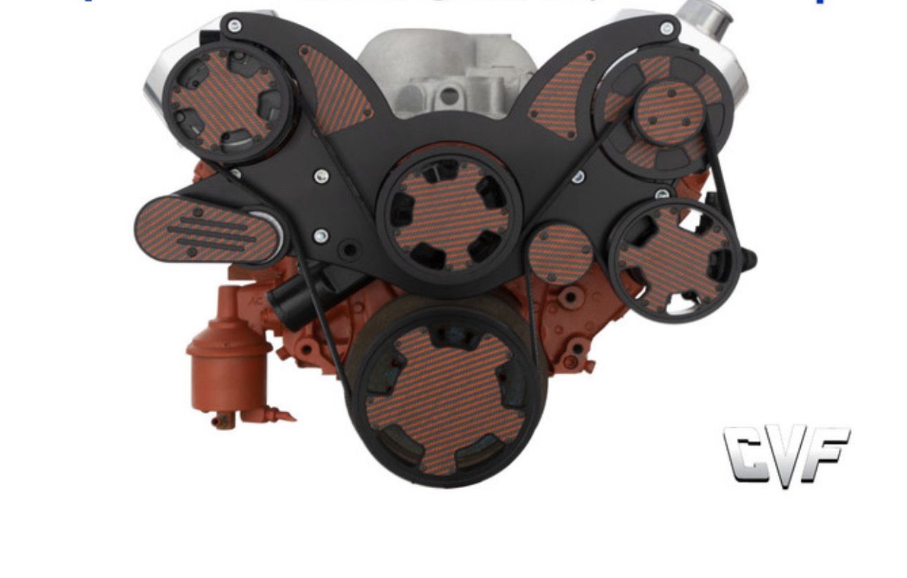 CVF Racing LS Mid Mount Wraptor Series Serpentine System - Carbon Fiber/Stealth Black