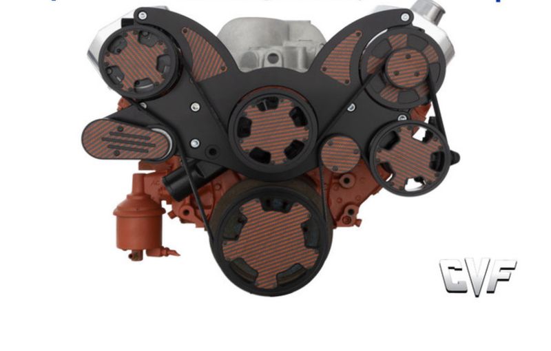 CVF Racing LS Mid Mount Wraptor Series Serpentine System - Carbon Fiber/Stealth Black