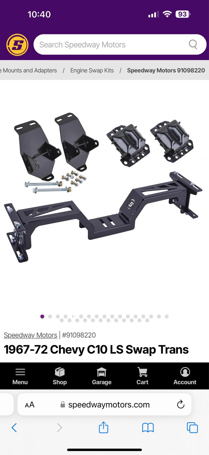 thumbnail image 2 of CPP Small Block Engine Motor Mounts & Transmission Crossmember Kit For 63-72 Chevy C10 Truck 2 of 5