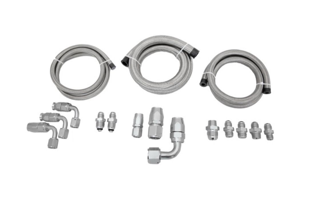 CVF Racing Power Steering Line Kit for a Remote Reservoir-Braided Stainless Line