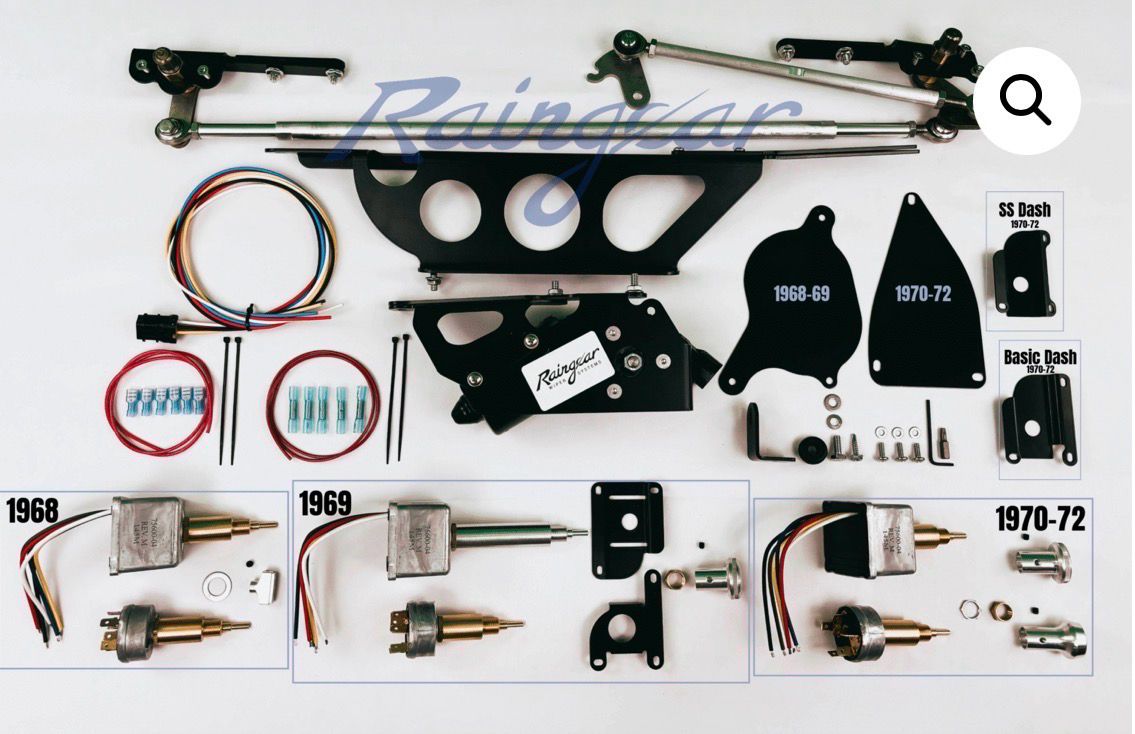 Raingear 1970-72 Chevelle Hidden Windshield Wiper Motor System