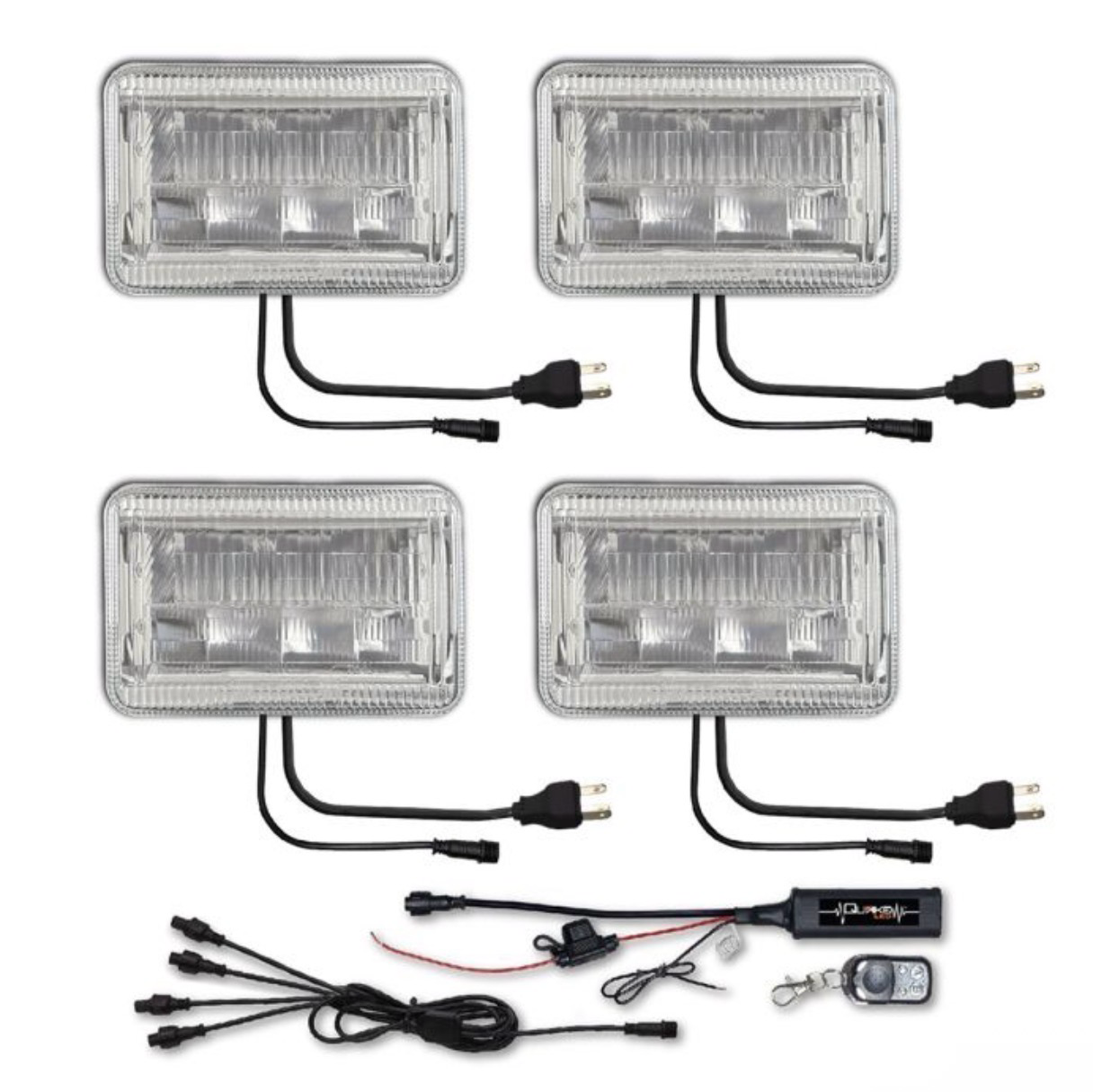 Quake LED Classic Tech Series 4x6 LED Headlights with RGB Accents. (4 Pack)