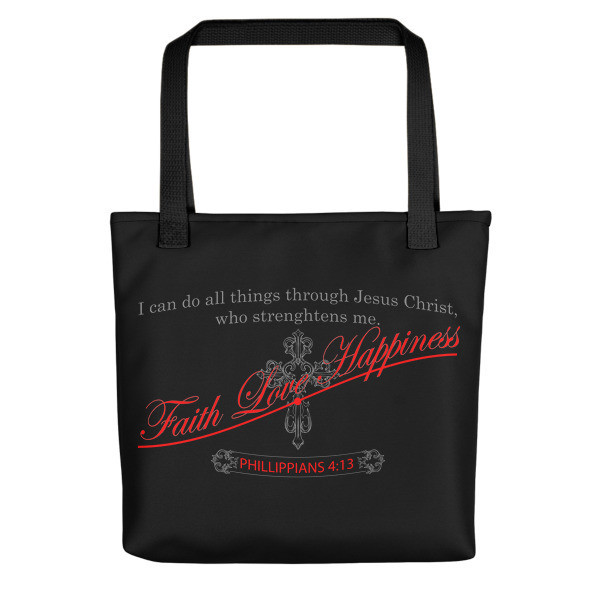 Beautiful black I Can Do All Things Through Jesus Tote bag