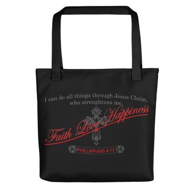 Beautiful black I Can Do All Things Through Jesus Tote bag