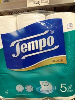 Tempo Papier hygiénique blanc 5-plis 9 rouleaux