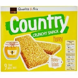 Country Barres de céréales Crunchy au miel 9 pièces 171g
