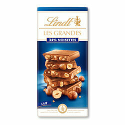 Lindt Les Grandes Plaque de chocolat au lait avec 34 % noisettes 150g