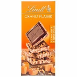Lindt Grand Plaisir Tablette de chocolat noir au caramel salé 150g