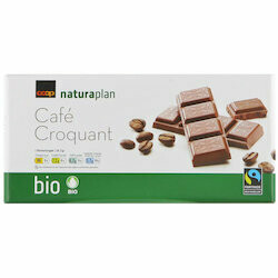 Bio Fairtrade Plaque de chocolat au lait au café croquant 100g